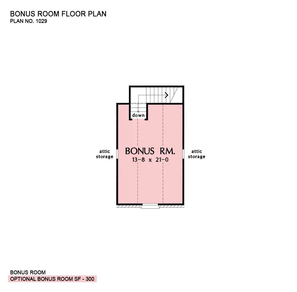 This is the bonus room floor plan image for ranch house plan 1029 The Greensboro