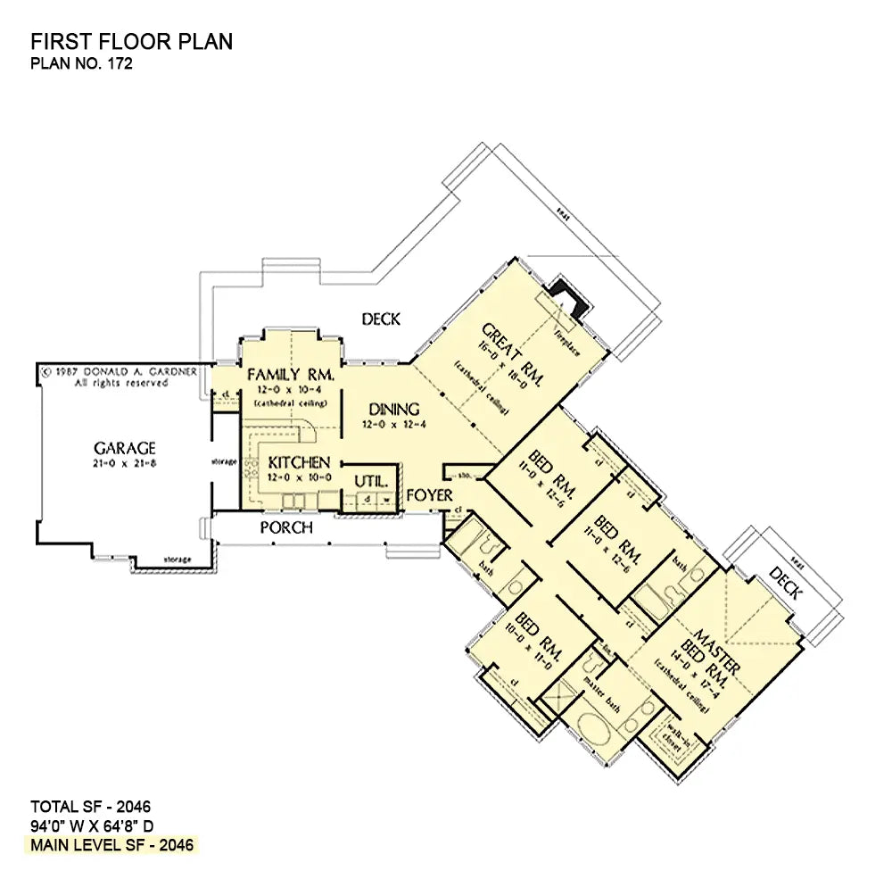 This is the first floor plan image for contemporary house plan 172 The Guilford II