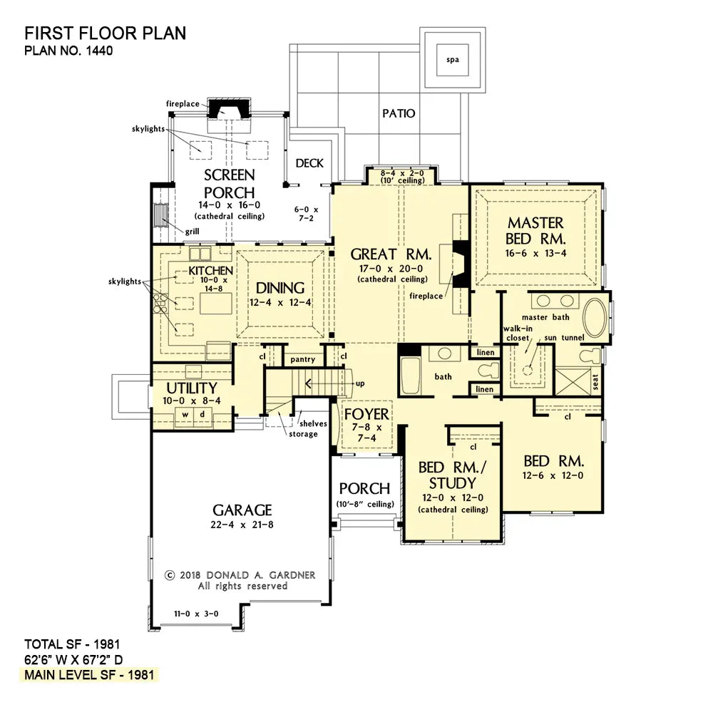 This is the first floor plan image for one story house plan 1440 The Gwendolyn