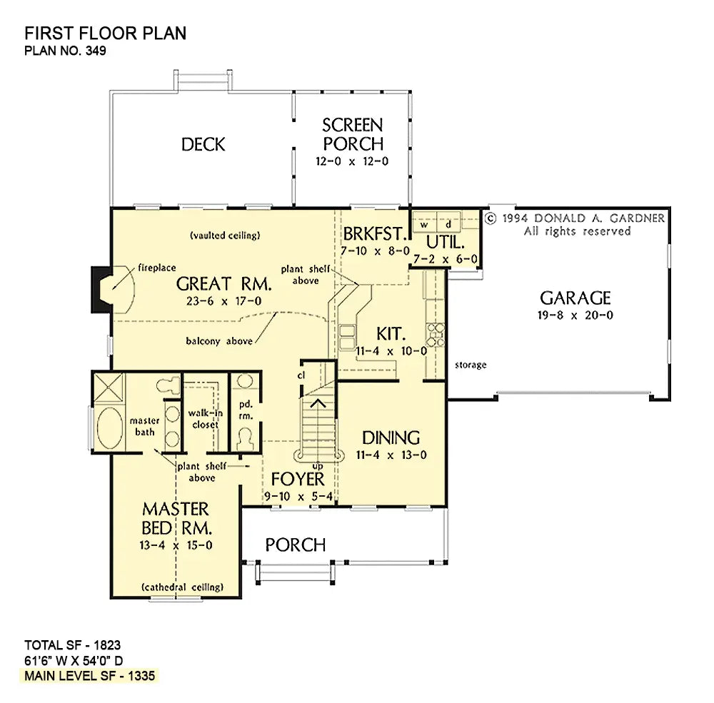 This is the first floor plan image for country house plan 349 The Halifax