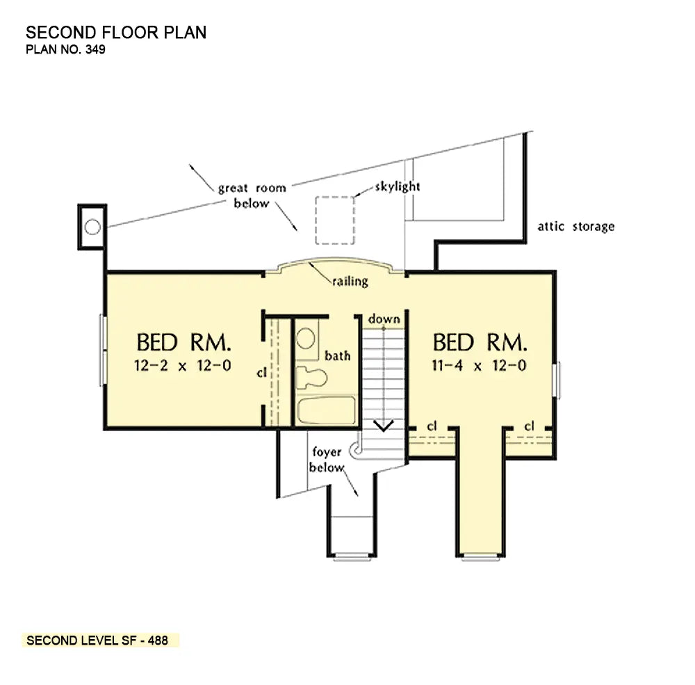 This is the second floor plan image for two story house plan 349 The Halifax