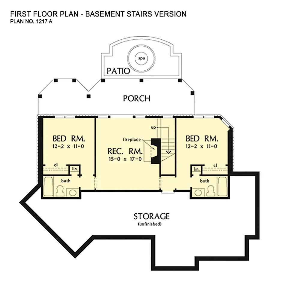 This is the basement floor plan image for walkout basement house plan 1217 The Hammond Hill