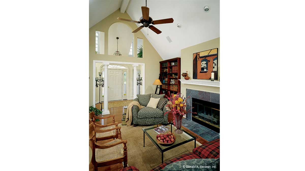 This is a photograph of the great room of ranch house plan 390 The Hampton as built by a customer