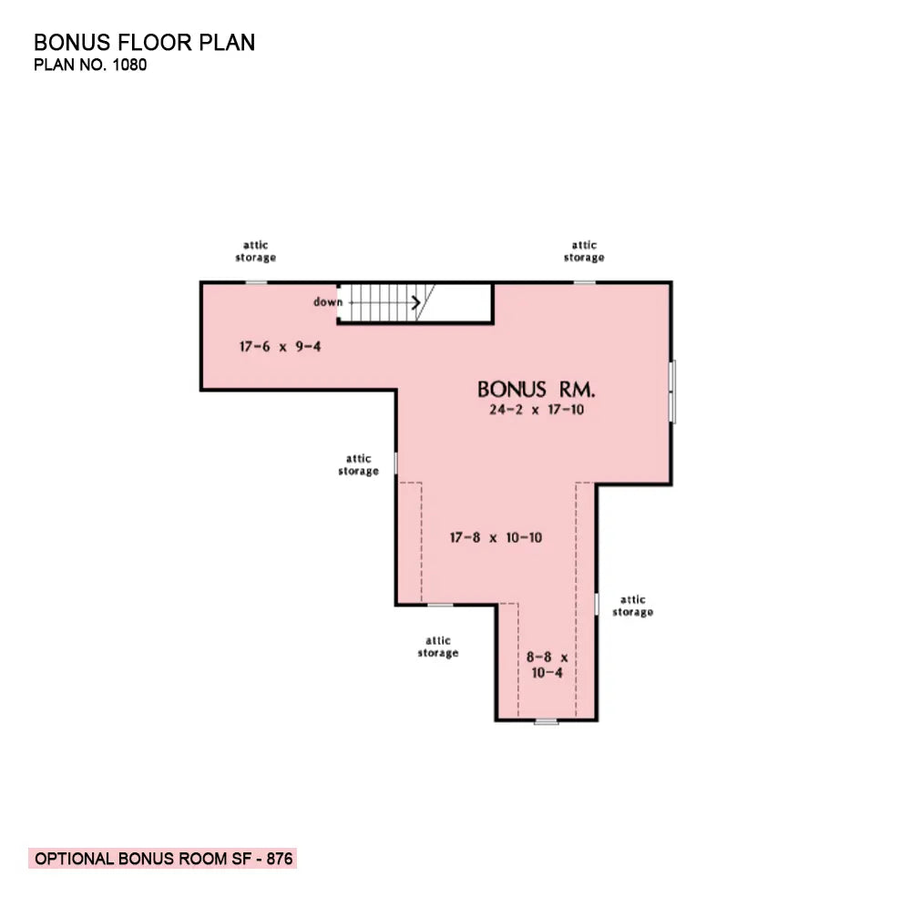 This is the bonus room floor plan image for farmhouse house plan 1080 The Harmony Point