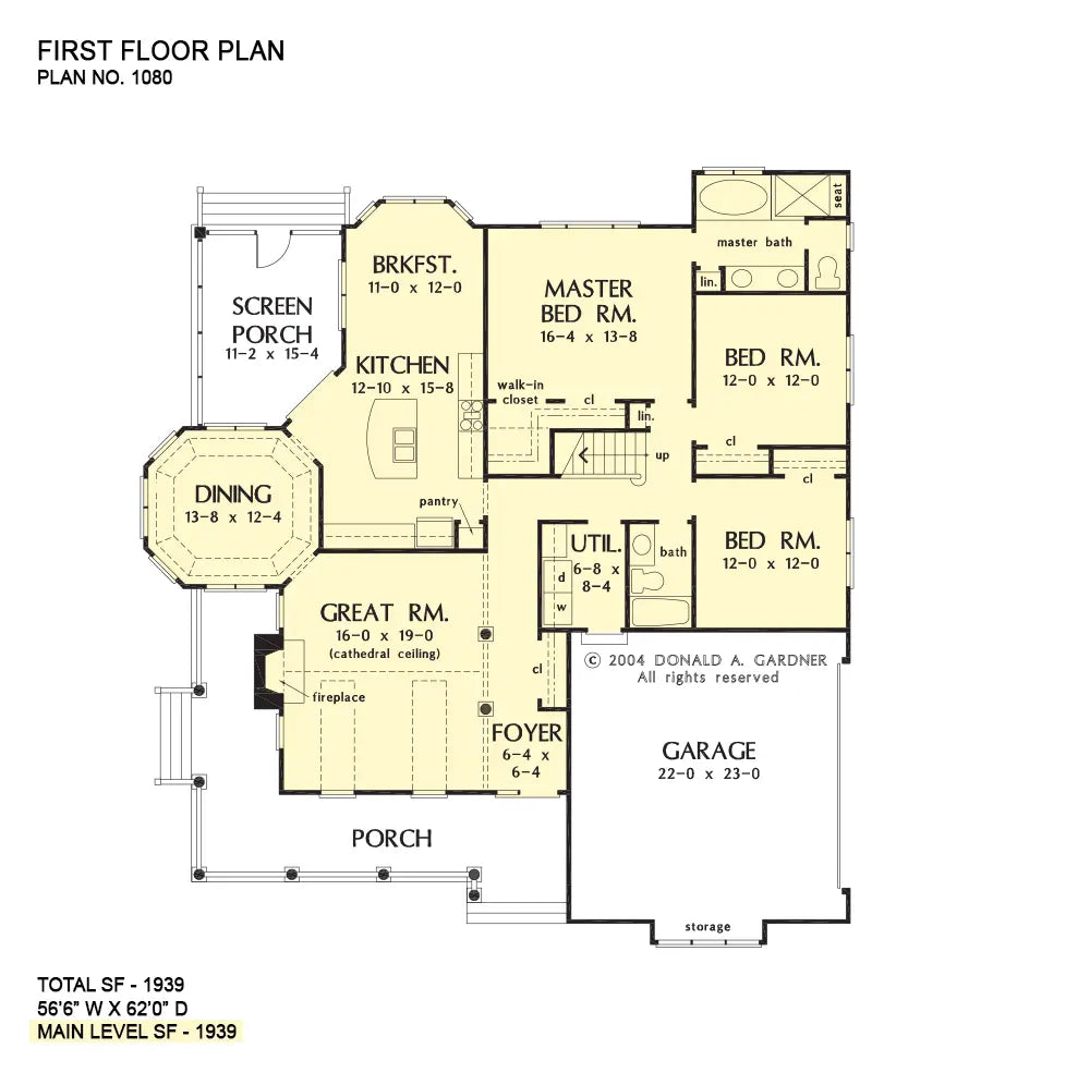 This is the first floor plan image for country house plan 1080 The Harmony Point