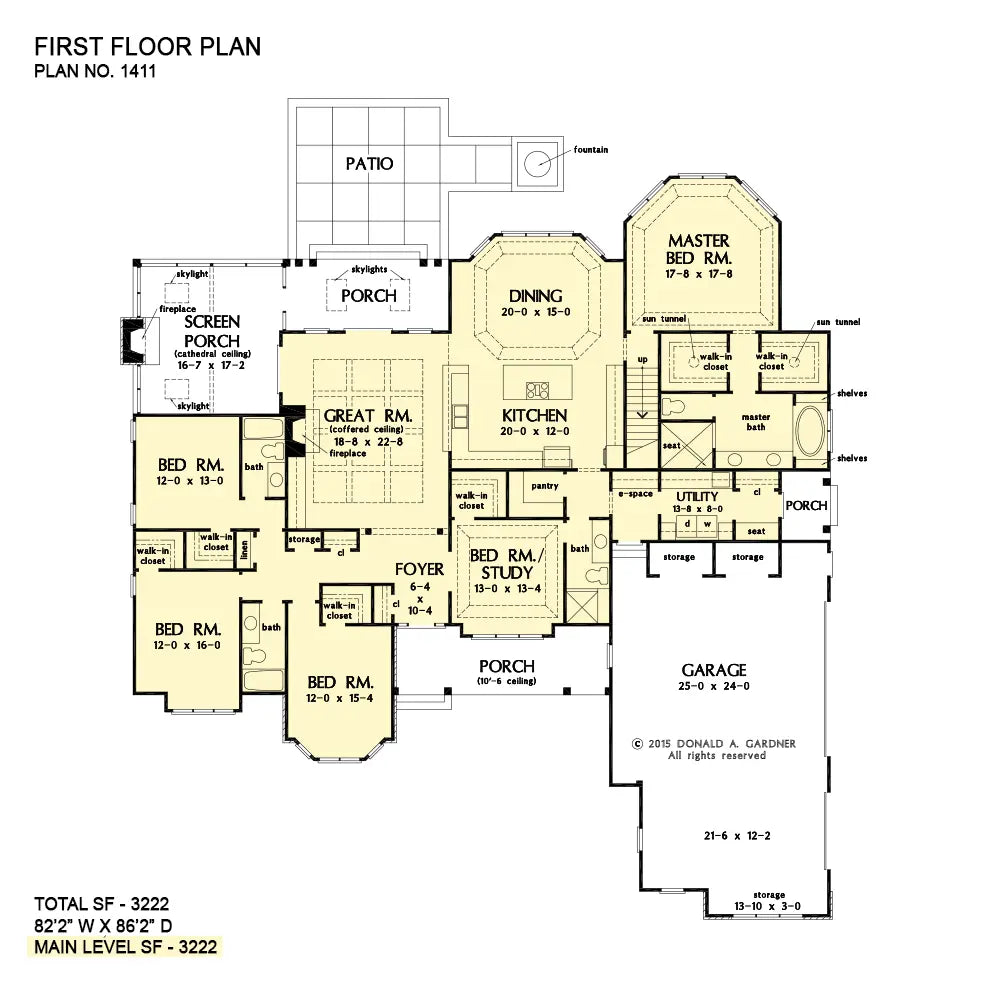 This is the first floor plan image for craftsman house plan 1411 The Harper