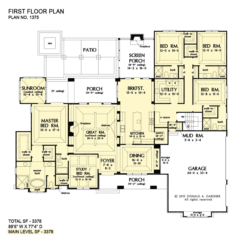 This is the first floor plan image for house plan 1375 The Harrison