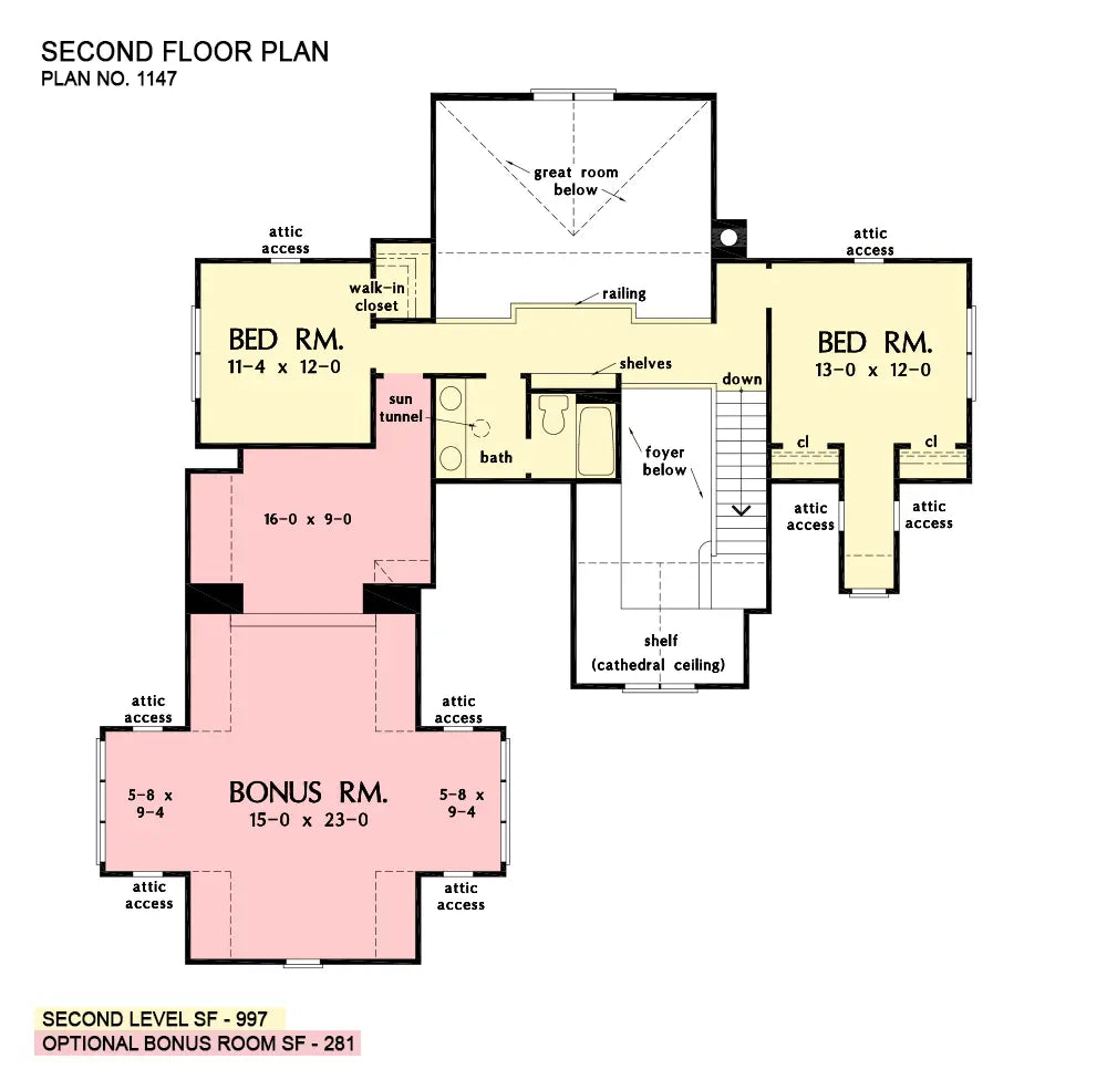 This is the second floor plan image for farmhouse house plan 1147 The Hartswick