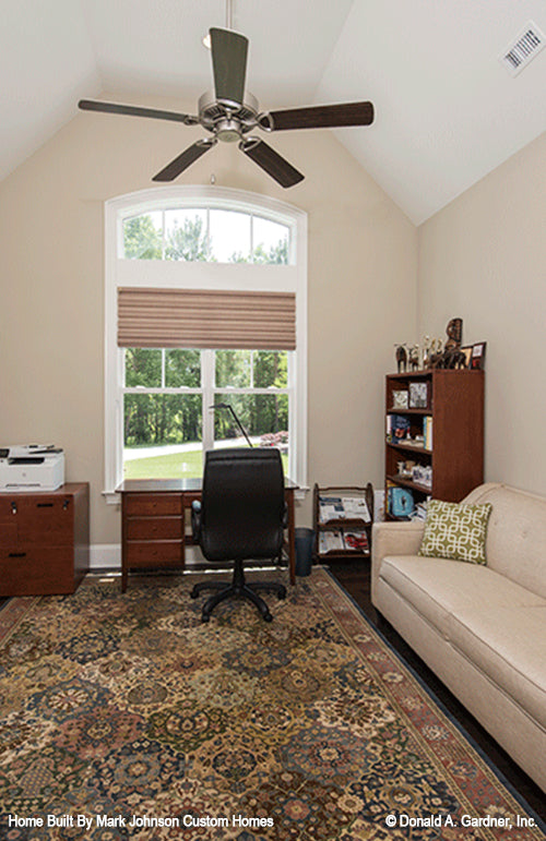 Cozy study with ceiling fan. The Hartwell plan 1221.