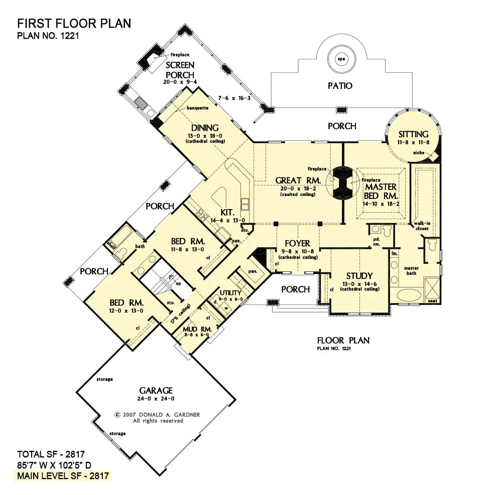 This is the first floor plan image for luxury house plan 1221 The Hartwell