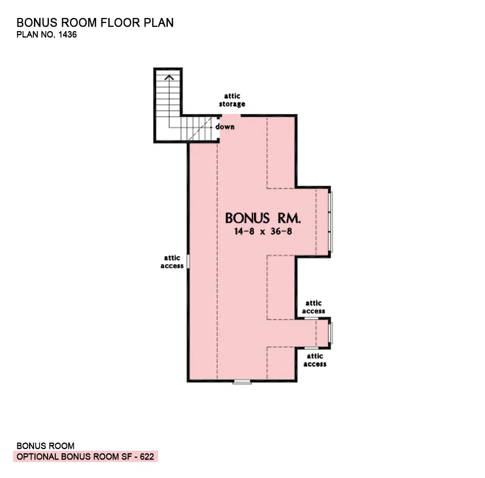 This is the bonus room floor plan image for luxury house plan 1436 The Havelock