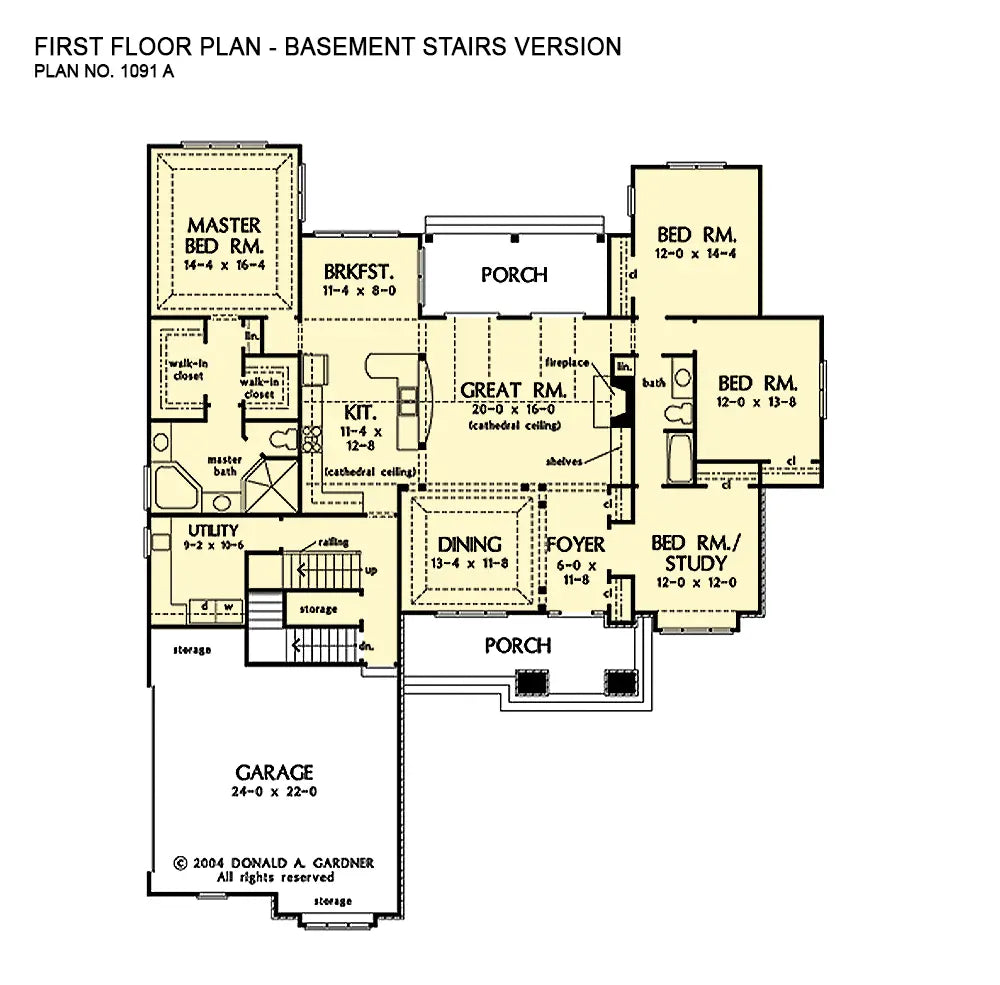 the first floor with changes to the stair area for access to the optional basement 