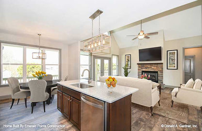 Kitchen island with a sink and dishwasher. The Hazelwood plan 884. 