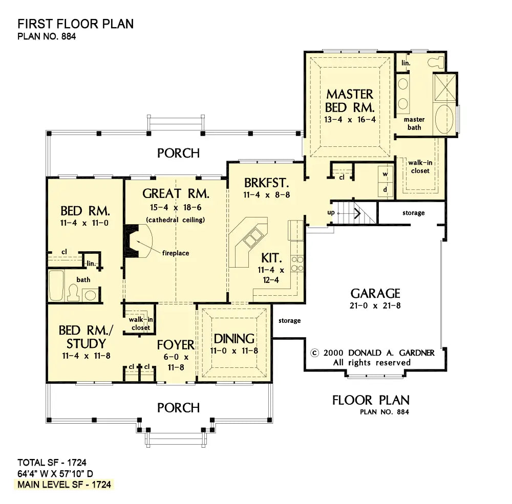 This is the first floor plan image for one story house plan 884 The Hazelwood