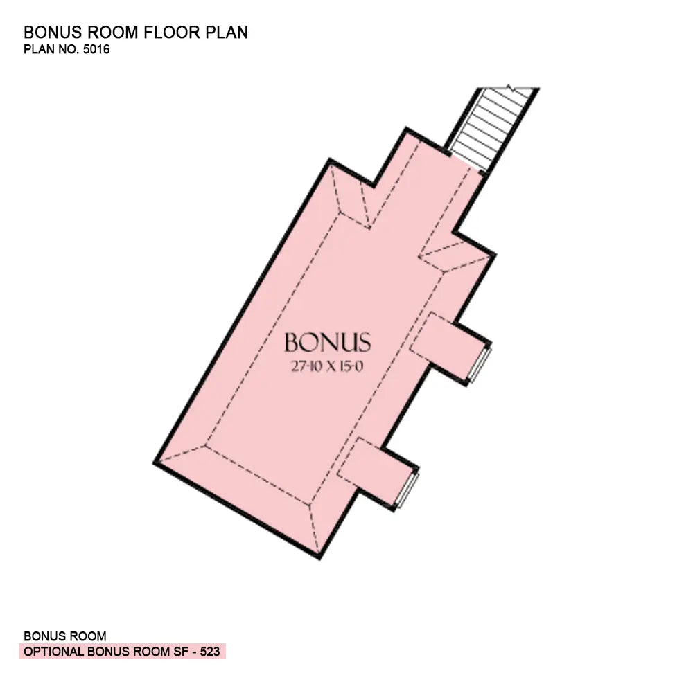 This is the bonus room floor plan image for European house plan 5016 The Heatherstone