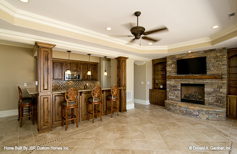 Tray ceiling and bar in the entertainment room. The Heatherstone plan 5016. 