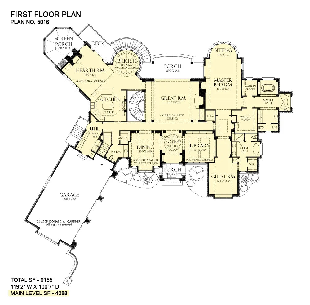 This is the first floor plan image for luxury house plan 5016 The Heatherstone