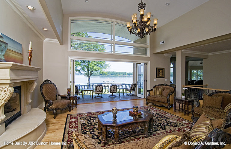 Extra wide folding patio door in the great room. The Heatherstone plan 5016. 