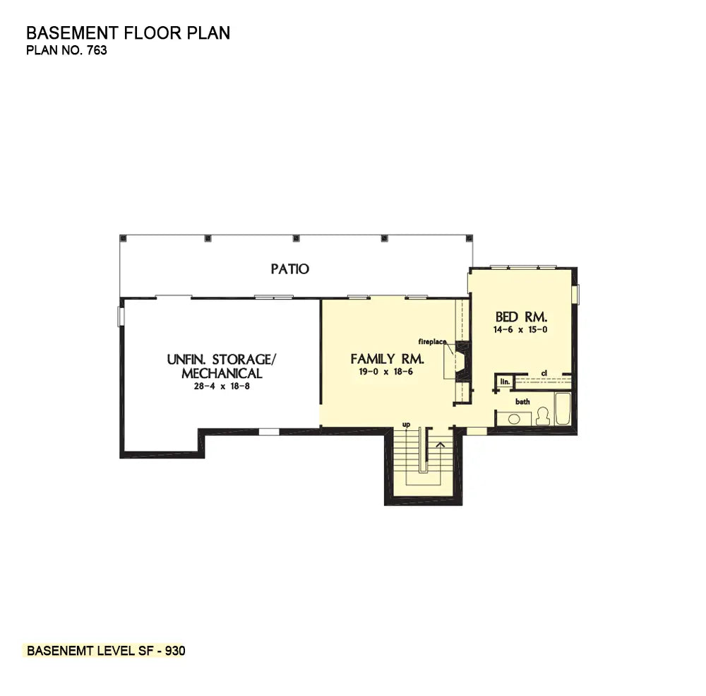 This is the basement floor plan image for craftsman house plan 763 The Heathridge