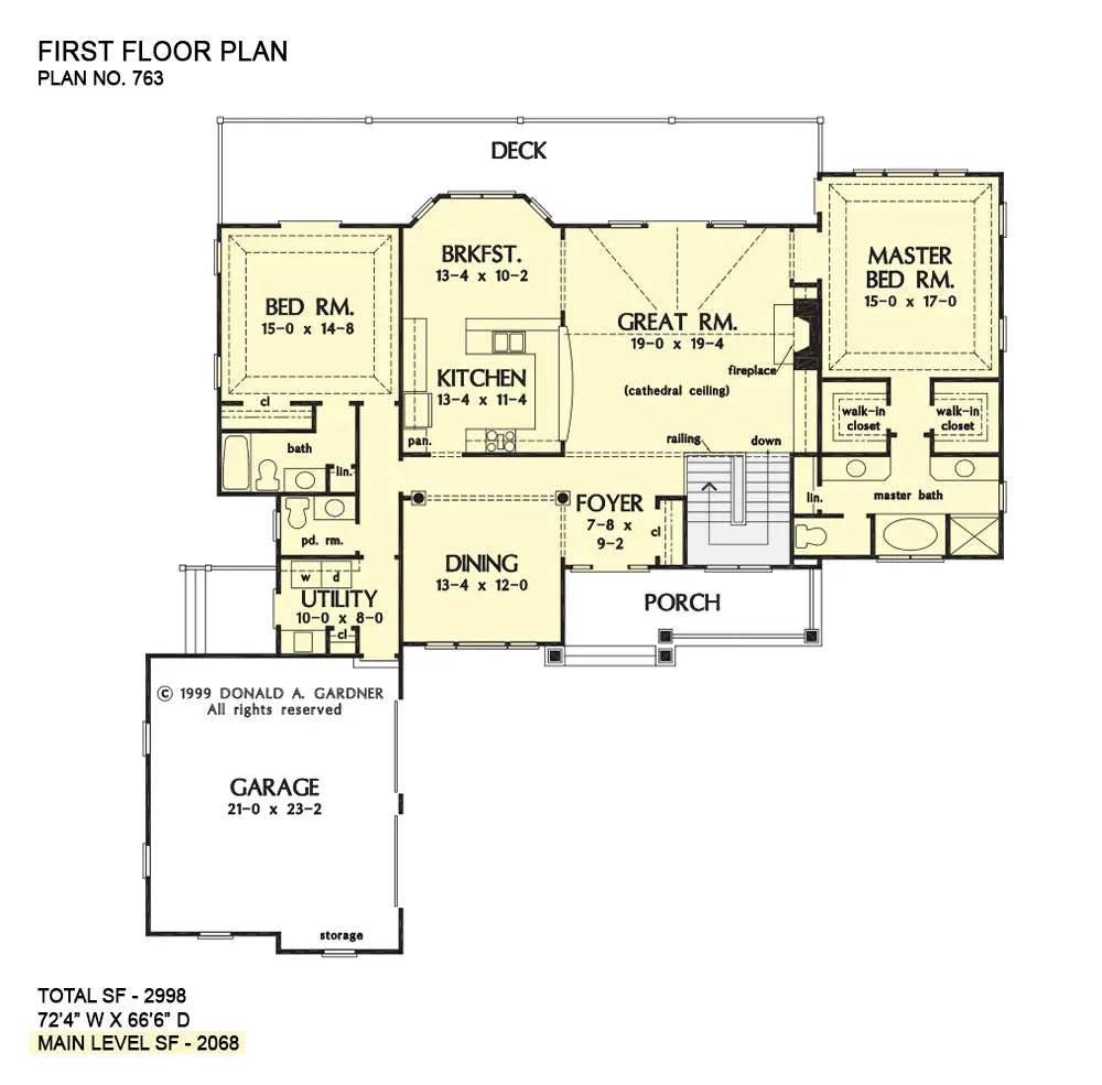 This is the first floor plan image for walkout basement house plan 763 The Heathridge