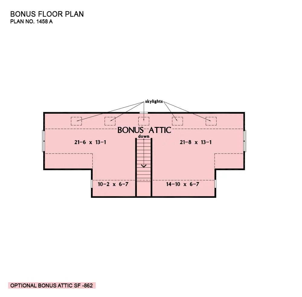 This is the bonus room floor plan image for neighborhood house plan 1458 The Hedlund