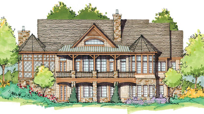 This is an illustration of the rear of walkout basement house plan 5010 The Henningridge