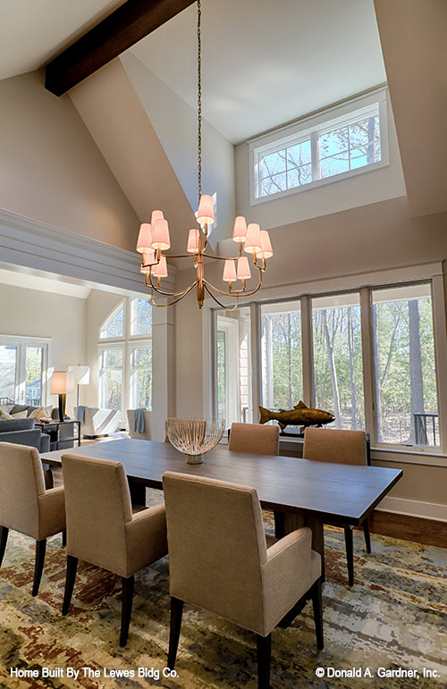 This is a photograph of the dining room ceiling of luxury house plan 5001 The Hickory Place as built by a customer