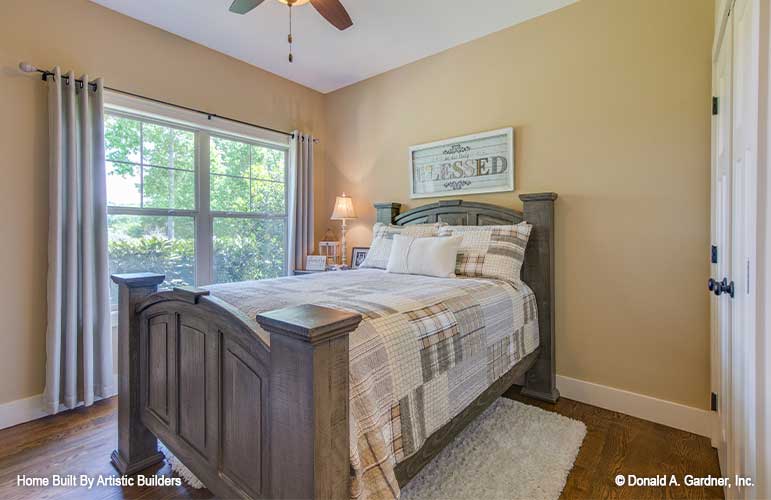 Master bedroom with rear view for High-Pointe house plan 713