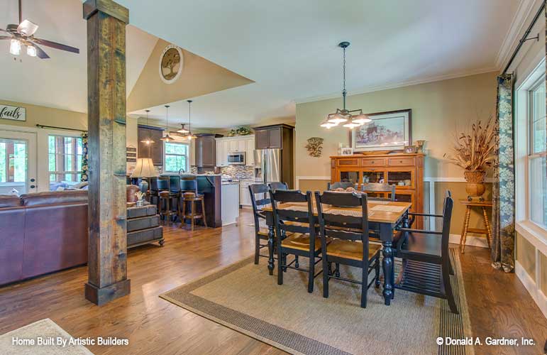 Open floorplan and dining room for High Pointe house plan 713