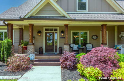 Rustic entrance as customer designed for High-Pointe house plan 713