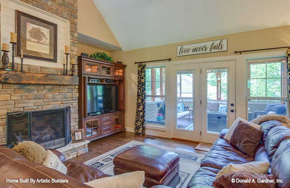 Great room with large windows for High-Pointe house plan 713