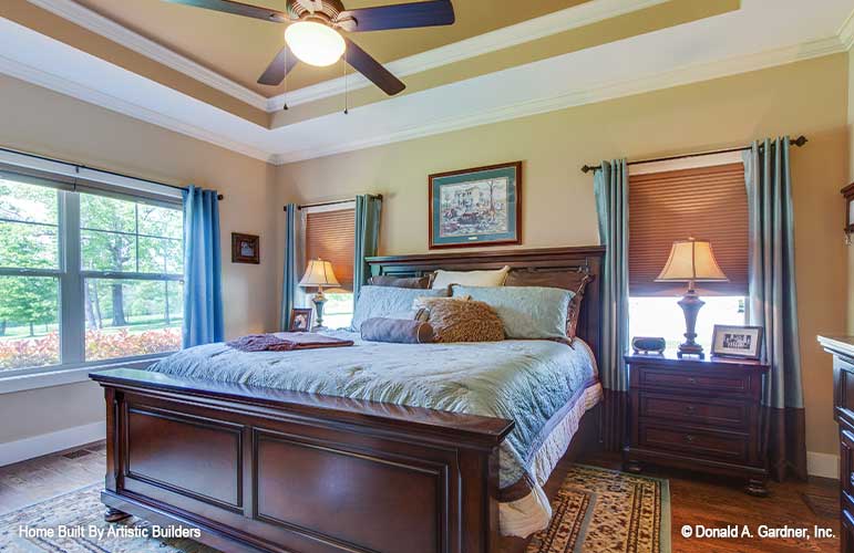 Open master suite with large windows for High-Pointe house plan 713