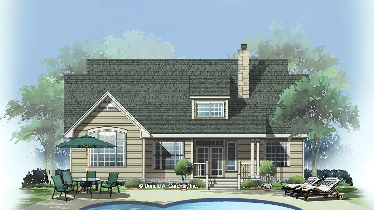 This is an illustration of the rear of the Hillandale plan 920