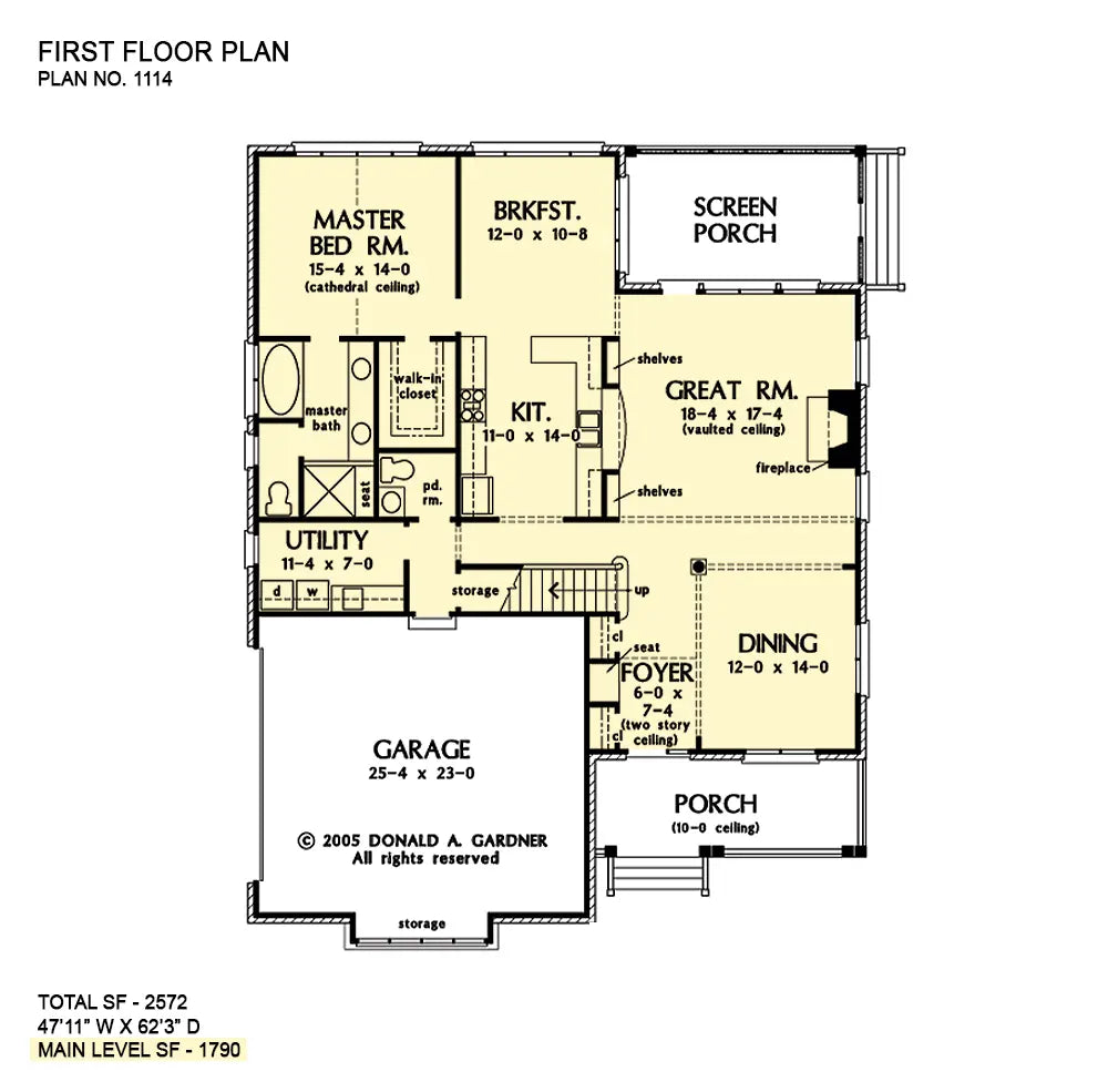 This is the first floor plan image for cottage house plan 1114 The Hillcrest