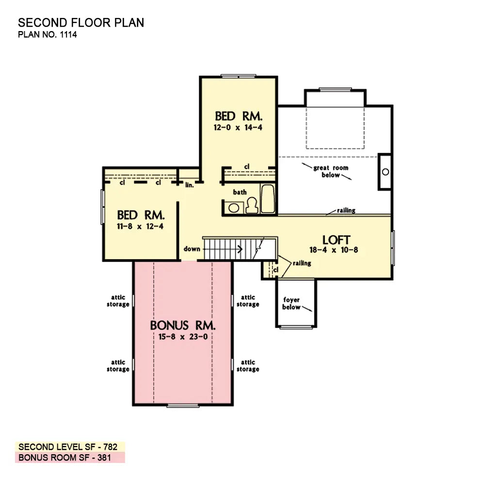 This is the second floor plan image for cottage house plan 1114 The Hillcrest