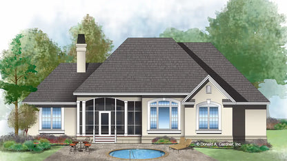 This is an illustration of the rear of three bedroom house plan 532 The Holliston