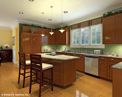 This is a customer photo of the kitchen as built for farmhouse plan 864 The Hollyhock