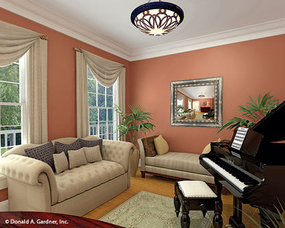 This is a sitting room photo as built by a customer for farmhouse plan 864 The Hollyhock