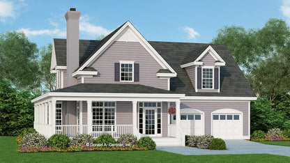 This is an illustration of the front of narrow lot house plan 512 The Hudson