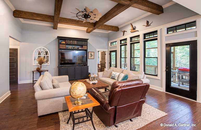 Two separate glass patio doors in the great room. The Hunter Creek plan 1326.