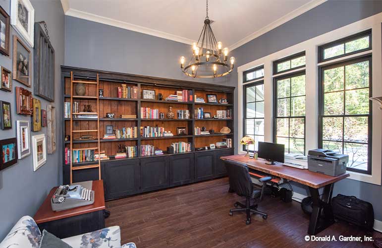 Built in bookcase in the study. The Hunter Creek plan 1326.