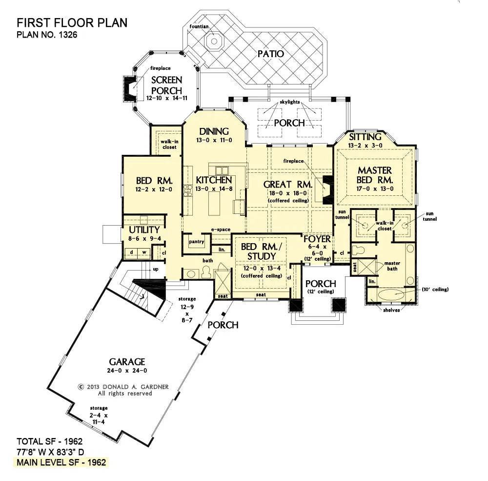 This is the first floor plan image for craftsman house plan 1326 The Hunter Creek