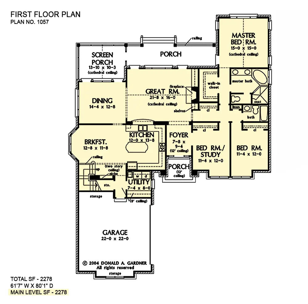 main floor layout has 2 bedroom to the right of the foyer, master suite to the rear a great room with fireplace is open to the kitchen and breakfast nook