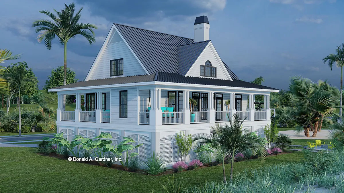 This is an illustration of the rear of beach house plan 856 The Hyacinth