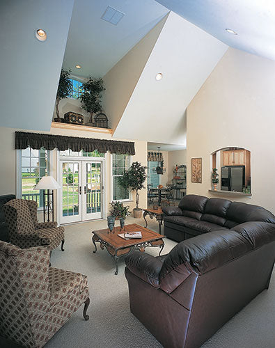 This is a photograph of the great room of three bedroom house plan 831 The Idlewild as built by a customer