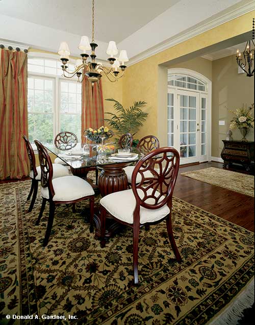 This is a photograph of the dining room of one story house plan 727 The Indigo as built by a customer