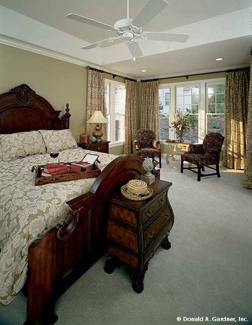 This is a photograph of the master bedroom of one story house plan 727 The Indigo as built by a customer