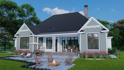 This is an illustration of the rear of luxury house plan 1623 The Ingrid