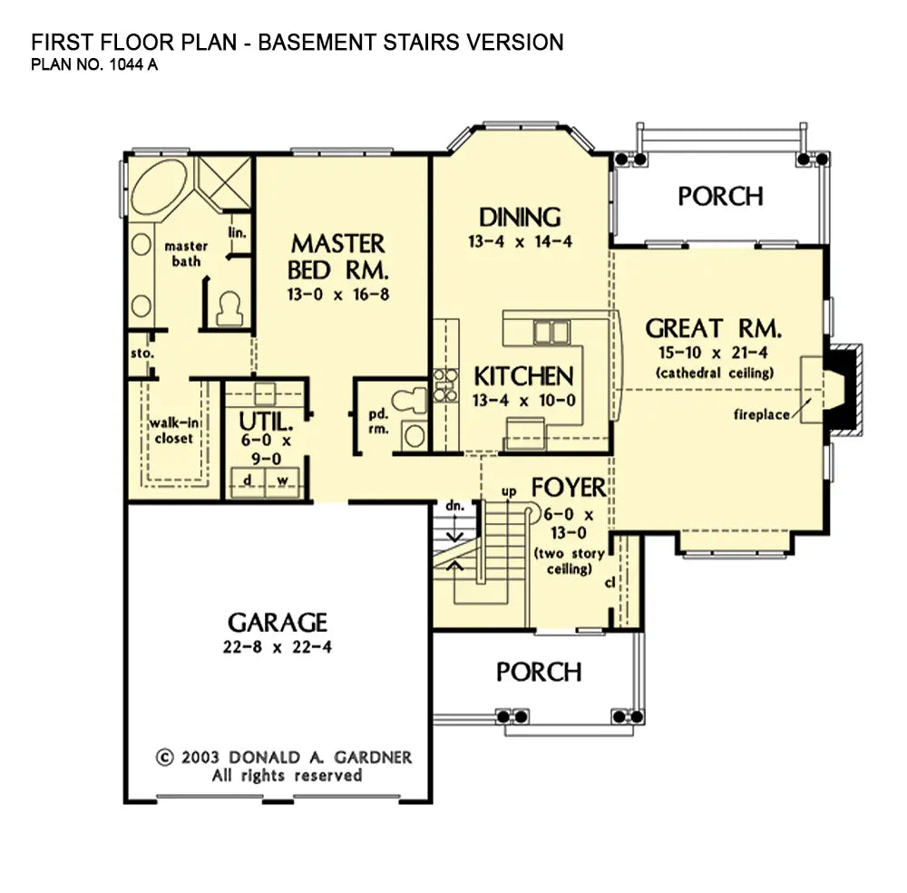 This first floor layout shows how it would be altered to add access to an optional basement