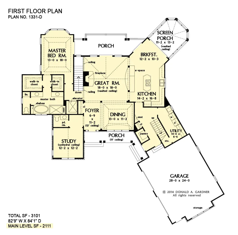 This is the first floor plan image for house plan 1331 The Ironwood